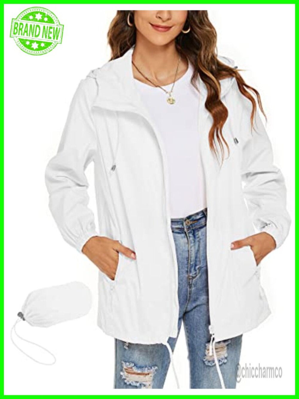 Avoogue Women's Waterproof Lightweight Hooded Rain Jacket Windbreaker